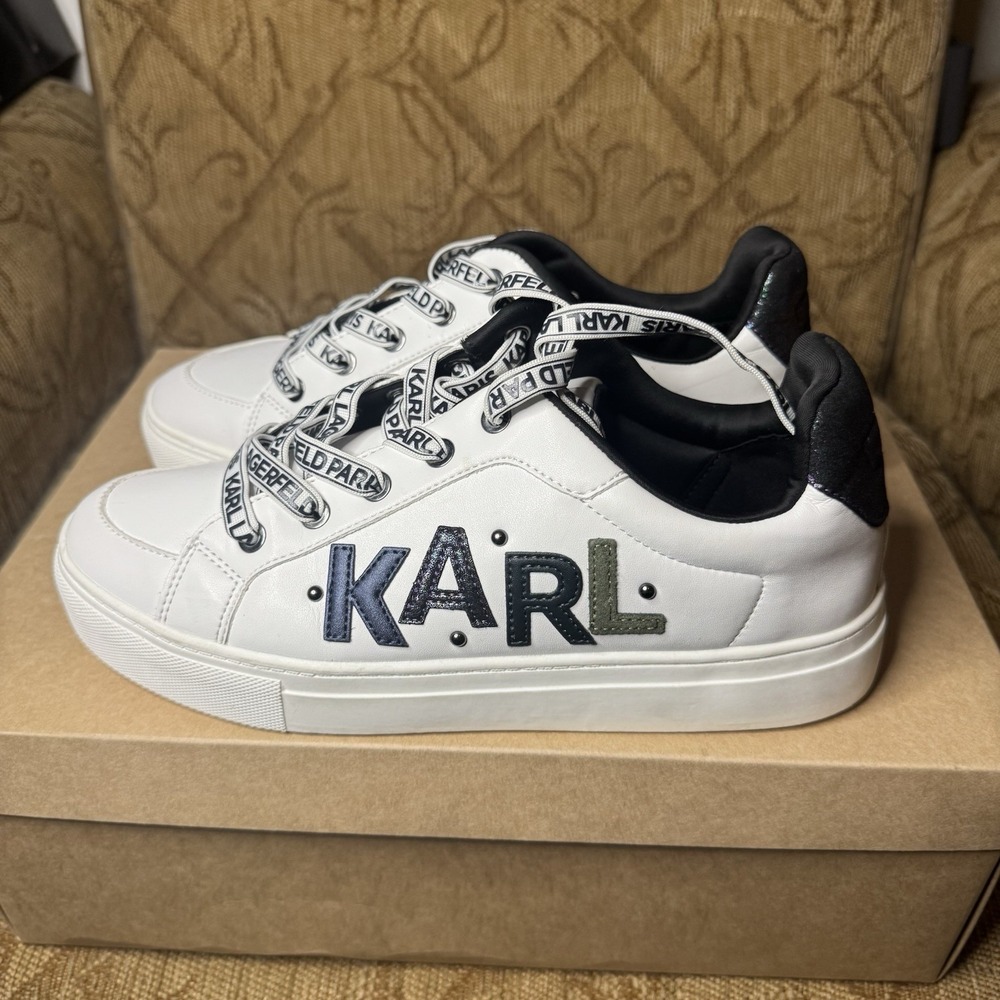Karl Lagerfeld Cedar Low Top‎ Sneaker Shoes Women's White Size US 9M